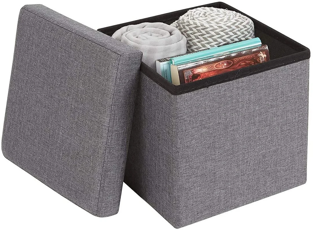 Vrutwa Wood Folding Organizer Storage Ottoman Bench Footrest Stool Cube | Padded, Quick Assembly, Multipurpose Storage image 2