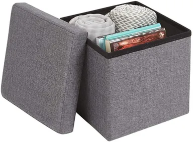 Vrutwa Wood Folding Organizer Storage Ottoman Bench Footrest Stool Cube | Padded, Quick Assembly, Multipurpose Storage thumbnail 1