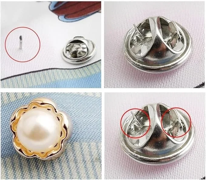 Vrutwa 20Pcs Shirt Brooch Buttons for Women | Cover Up Button Pins, Instant Button Jeans Button Pins, Enamel Modesty Pins, Pearl Brooch Buttons for DIY Clothing Dress Coat – Multicolor image 4