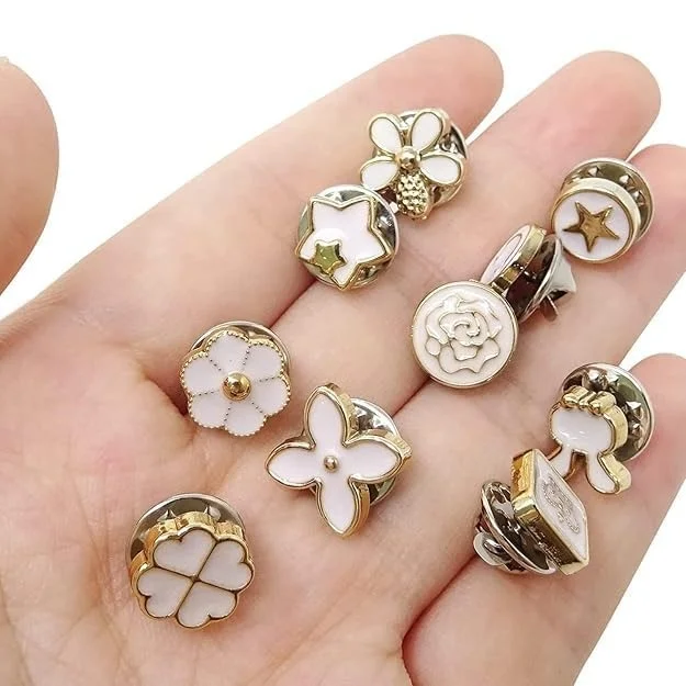 Vrutwa 20Pcs Shirt Brooch Buttons for Women | Cover Up Button Pins, Instant Button Jeans Button Pins, Enamel Modesty Pins, Pearl Brooch Buttons for DIY Clothing Dress Coat – Multicolor image 5