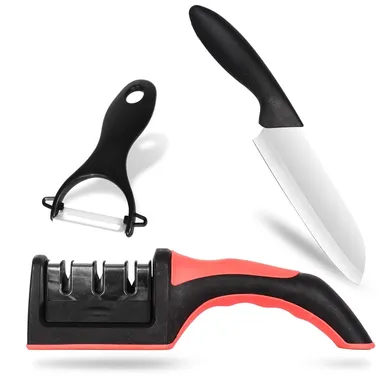 Vrutwa 3 Pcs Knife Sharpening Tool Set | Kitchen Knife Repair, Polish & Fruit|Vegetable Peeler