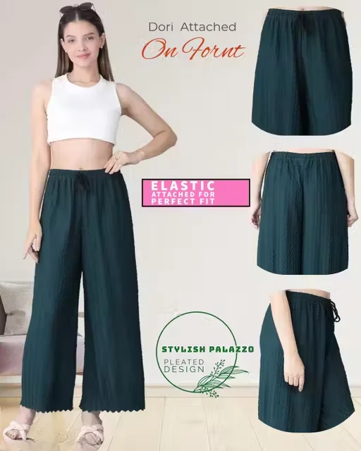 Women Palazzo Combo Set | Plus Size Lycra Pleated Pants | Ethnic Wear | Breathable Daily Comfort | XXXL Size image 2