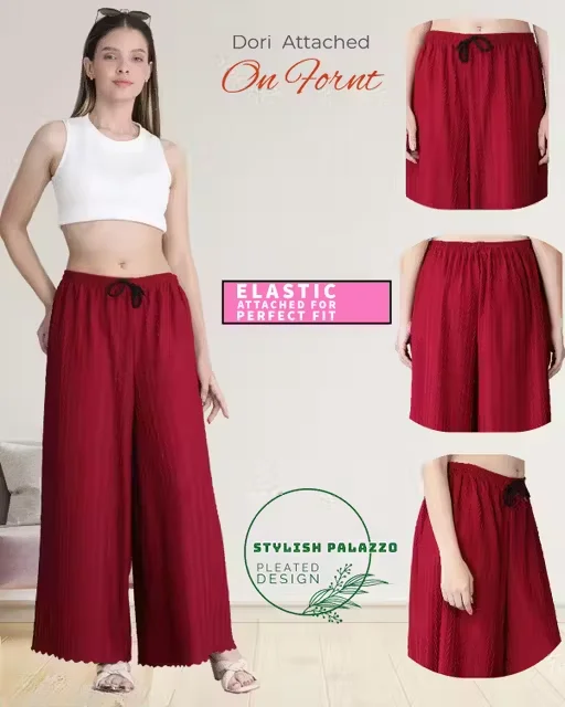 Women Palazzo Combo Set | Plus Size Lycra Pleated Pants | Ethnic Wear | Breathable Daily Comfort | XXXL Size image 3