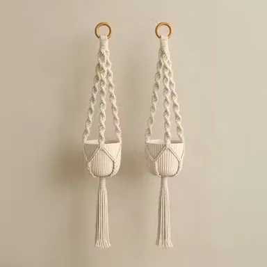  Hanging Macrame Plant Hanger Set | Handmade Boho Decor | 30 Inch | Home Office  Room thumbnail 1
