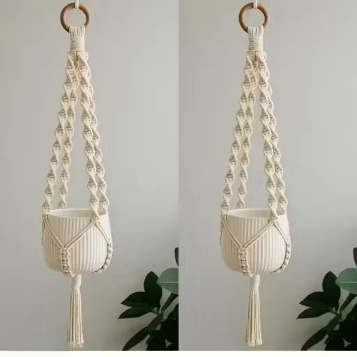  Hanging Macrame Plant Hanger Set | Handmade Boho Decor | 30 Inch | Home Office  Room image 1