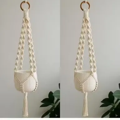  Hanging Macrame Plant Hanger Set | Handmade Boho Decor | 30 Inch | Home Office  Room thumbnail 0