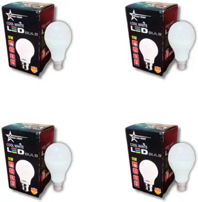 STARLIGHT 9 W Round B22 D LED Bulb | Energy-Saving, Durable, Home & Office Use, White Light| Pack of 4 image 1
