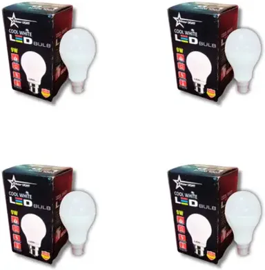 STARLIGHT 9 W Round B22 D LED Bulb | Energy-Saving, Durable, Home & Office Use, White Light| Pack of 4