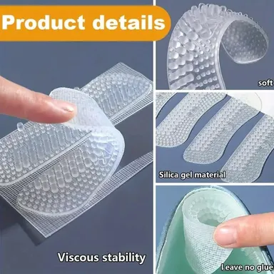 Vrutwa Heel Liner Cushions | 2 Pair Silicone Heel Grips for Women and Men | Anti Slip Heel Pads for Loose Shoes and Blisters thumbnail 4