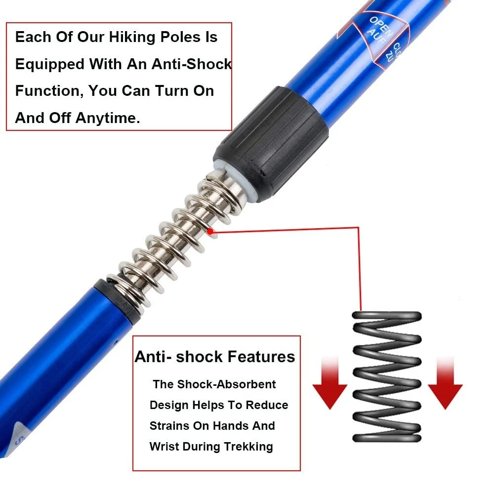 Vrutwa Trekking Poles | Collapsible Lightweight Shock-Absorbent Hiking Walking Sticks for Women Men Kids | Adjustable Aluminum Hiking Poles 1 Pack image 2