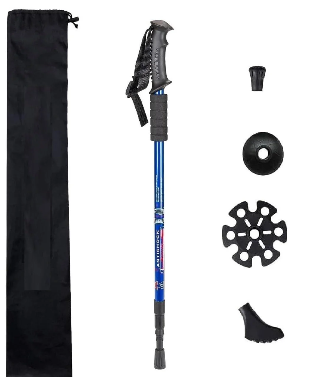 Vrutwa Trekking Poles | Collapsible Lightweight Shock-Absorbent Hiking Walking Sticks for Women Men Kids | Adjustable Aluminum Hiking Poles 1 Pack image 1
