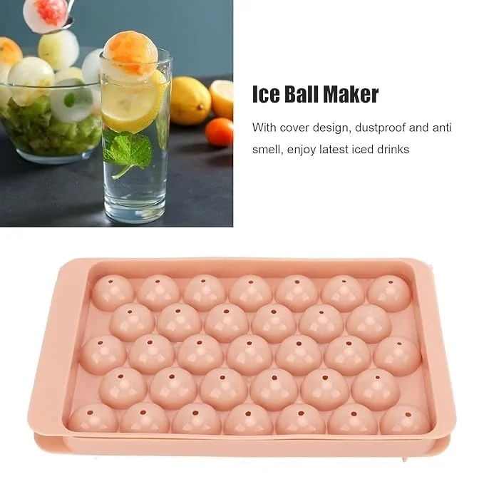 Vrutwa Mini Round Ice Cube Tray | Plastic Sphere Ice Cube Mold | 33 Cavity Ice Tray | Multicolor | For Whiskey Tea Coffee & Cocktails image 3