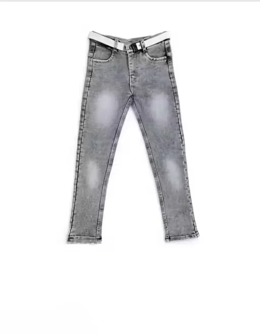 Grey Stretch Jeans with Adjustable Belt | Boys Casual Pants 10–11 Years | Comfortable & Stylish image 4