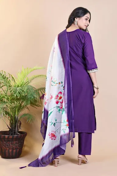 Nyari Wear Women Kurti Pant Dupatta Set L | Designer Ethnic Cotton Kurti Set | Comfortable Party & Casual Wear thumbnail 1