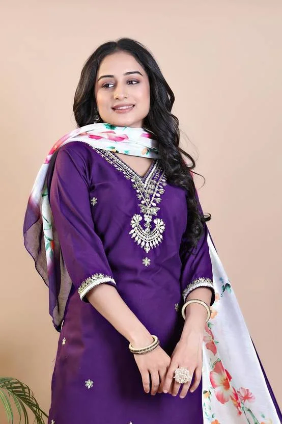 Nyari Wear Women Kurti Pant Dupatta Set L | Designer Ethnic Cotton Kurti Set | Comfortable Party & Casual Wear image 4