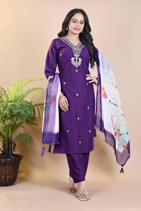 Nyari Wear XXL Women Kurti Pant Dupatta Set | Cotton Ethnic Designer Outfit | Casual & Festive Wear image 1