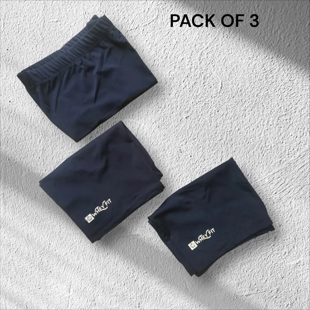Navy Blue Lycra Men's Chino Shorts | L Size Pack of 3 | Comfortable Stretchable Shorts for Summer | Stylish and Durable Chino Shorts for Active Men image 2