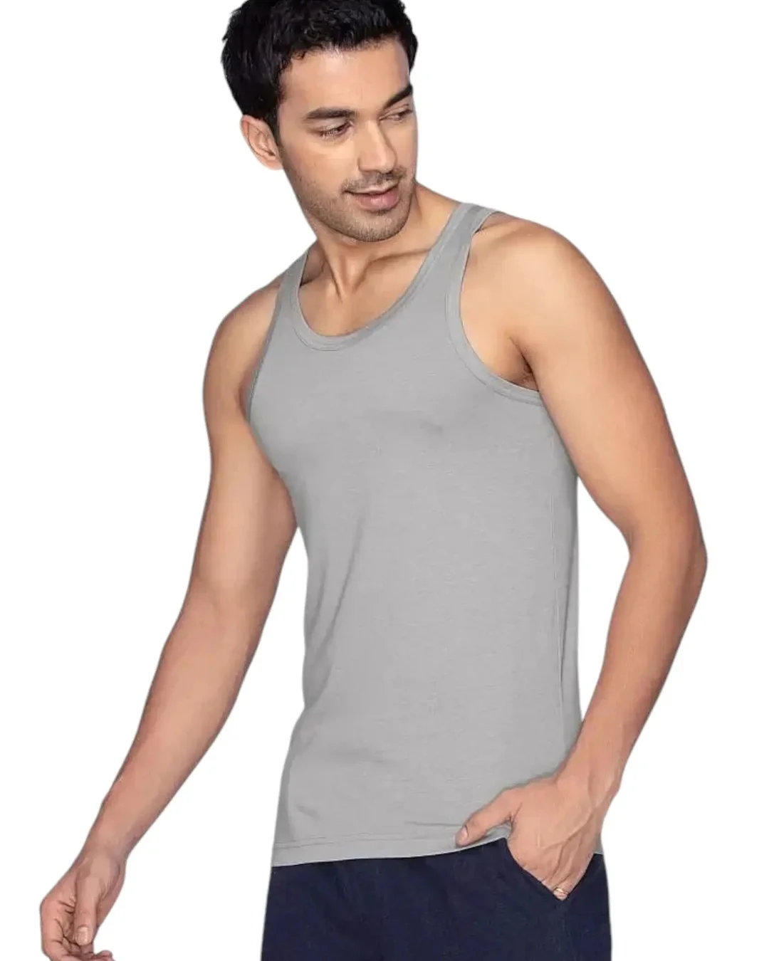 Grey Polyester Men’s Gym Vest XL Size | Comfortable Breathable Activewear for Intense Workouts image 2
