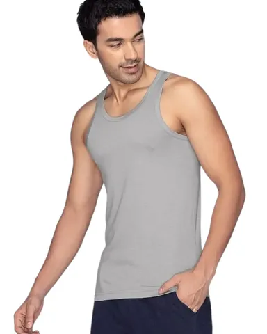 Grey Polyester Men’s Gym Vest XL Size | Comfortable Breathable Activewear for Intense Workouts thumbnail 1
