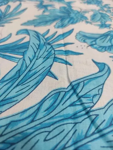 Floral Printed Cotton Cloth Material | Jaipuri Hand Block Printed Paisley Fabric | 44 Width 2.5 Meter Sky Blue Women Dress Material Kurtis thumbnail 2