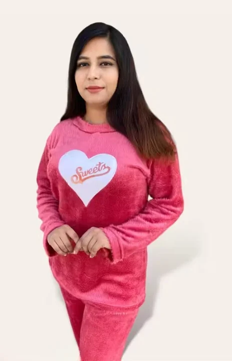 Premium Coral Woolen Night Suit Set Women | Warm Winter Pyjamas & Lounge Wear | Size XL image 4