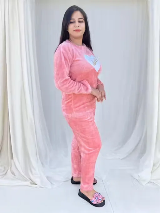 Ladies Winter Nightwear Set | Relaxed Fit Woolen Pajama | Size XL image 2