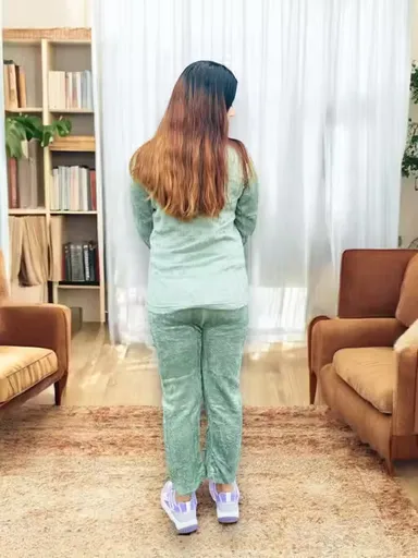 Winter Woolen Pajama Set for Women | Soft Nightwear | Light green| Size M thumbnail 2