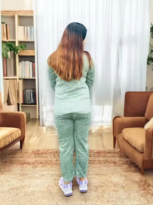 Women Winter Glacier Nightsuit Set | Woolen Pajama Top & Bottom for Ladies | Light Green | Cozy Warm Winter Sleepwear | Size L image 3