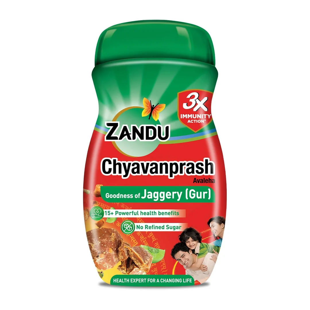 Zandu Chyawanprash Jaggery Immunity Booster | No Refined Sugar | Ayurvedic Herbal Supplement 910g | Natural Health Tonic for Adults | Best Immunity Support image 1