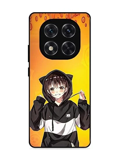 Leeon Metal Back Soft TPU Edges Case for Xiaomi Redmi Note 14 Pro 5G | HD Anime Bad Girl Print | 360° Full Protection image 1