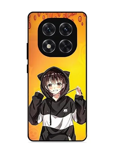 Leeon Metal Back Soft TPU Edges Case for Xiaomi Redmi Note 14 Pro 5G | HD Anime Bad Girl Print | 360° Full Protection thumbnail 0