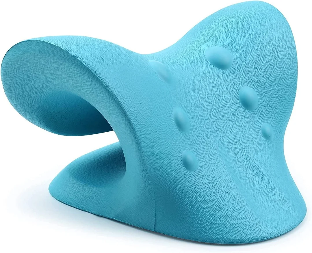 Vrutwa Neck and Shoulder Relaxer | Cervical Traction Device | TMJ Pain Relief | Spine Alignment Chiropractic Pillow | Foam Neck Stretcher | Blue image 5