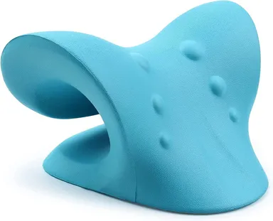 Vrutwa Neck and Shoulder Relaxer | Cervical Traction Device | TMJ Pain Relief | Spine Alignment Chiropractic Pillow | Foam Neck Stretcher | Blue thumbnail 4
