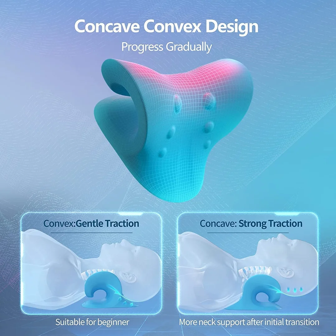 Vrutwa Neck and Shoulder Relaxer | Cervical Traction Device | TMJ Pain Relief | Spine Alignment Chiropractic Pillow | Foam Neck Stretcher | Blue image 4