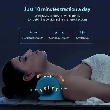 Vrutwa Neck and Shoulder Relaxer | Cervical Traction Device | TMJ Pain Relief | Spine Alignment Chiropractic Pillow | Foam Neck Stretcher | Blue thumbnail 6
