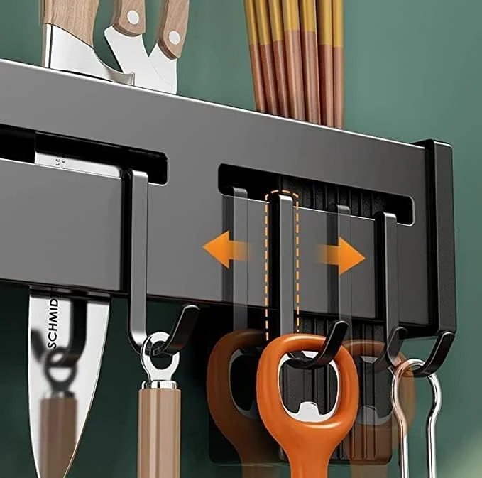 Vrutwa Kitchen Shelf Wall Mount Knife Holder | Towel Hanger | Spatula Ladle Hooks | Cutlery Storage Rack | High Grade Metal | Multi-Purpose image 5