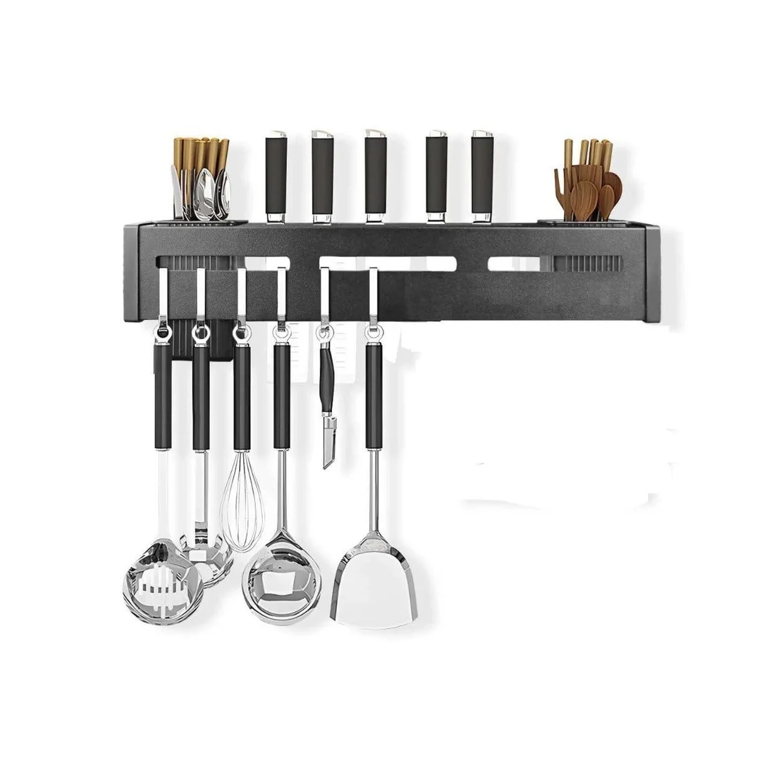Vrutwa Kitchen Shelf Wall Mount Knife Holder | Towel Hanger | Spatula Ladle Hooks | Cutlery Storage Rack | High Grade Metal | Multi-Purpose image 1