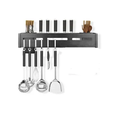 Vrutwa Kitchen Shelf Wall Mount Knife Holder | Towel Hanger | Spatula Ladle Hooks | Cutlery Storage Rack | High Grade Metal | Multi-Purpose thumbnail 0