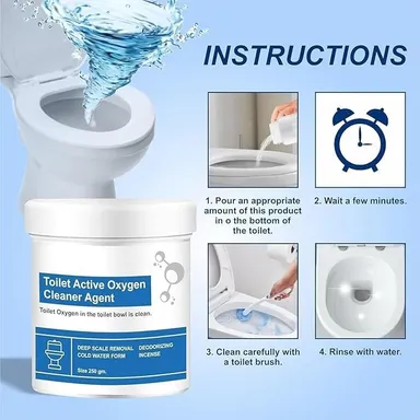 Vrutwa Toilet Oxygen Cleaner | Powder 250g  Liquid 150ml Combo | Active Oxygen Bathroom Cleaner for Deep Cleaning and Odor Removal thumbnail 1