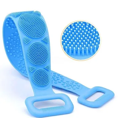 Vrutwa Silicone Body Back Scrubber | Double-Side Exfoliating Belt | Multicolor Bath Scrubber for Men and Women