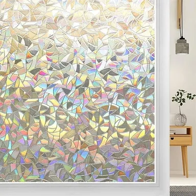 Vrutwa 3D Window Privacy Film | Rainbow Static Cling Decorative Glass Vinyl for Home and Office thumbnail 0