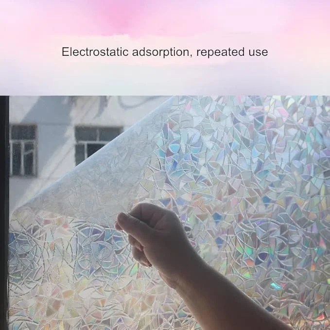 Vrutwa 3D Window Privacy Film | Rainbow Static Cling Decorative Glass Vinyl for Home and Office image 3