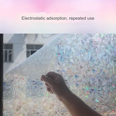 Vrutwa 3D Window Privacy Film | Rainbow Static Cling Decorative Glass Vinyl for Home and Office thumbnail 2