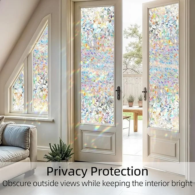 Vrutwa 3D Window Privacy Film | Rainbow Static Cling Decorative Glass Vinyl for Home and Office image 7