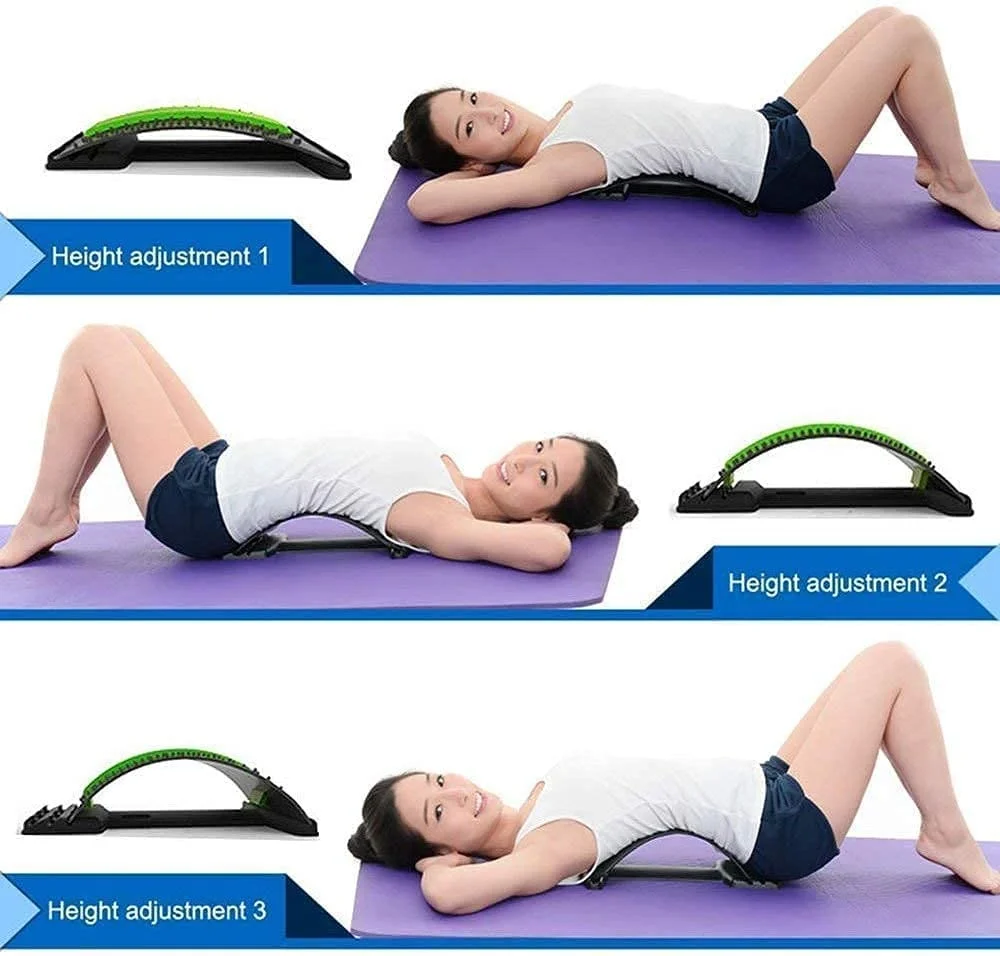 Vrutwa Plastic Magic Back Support | Adjustable Lumbar Stretcher & Massage Device | 3 Levels for Back Pain Relief | Office Chair Car Bed Use image 3