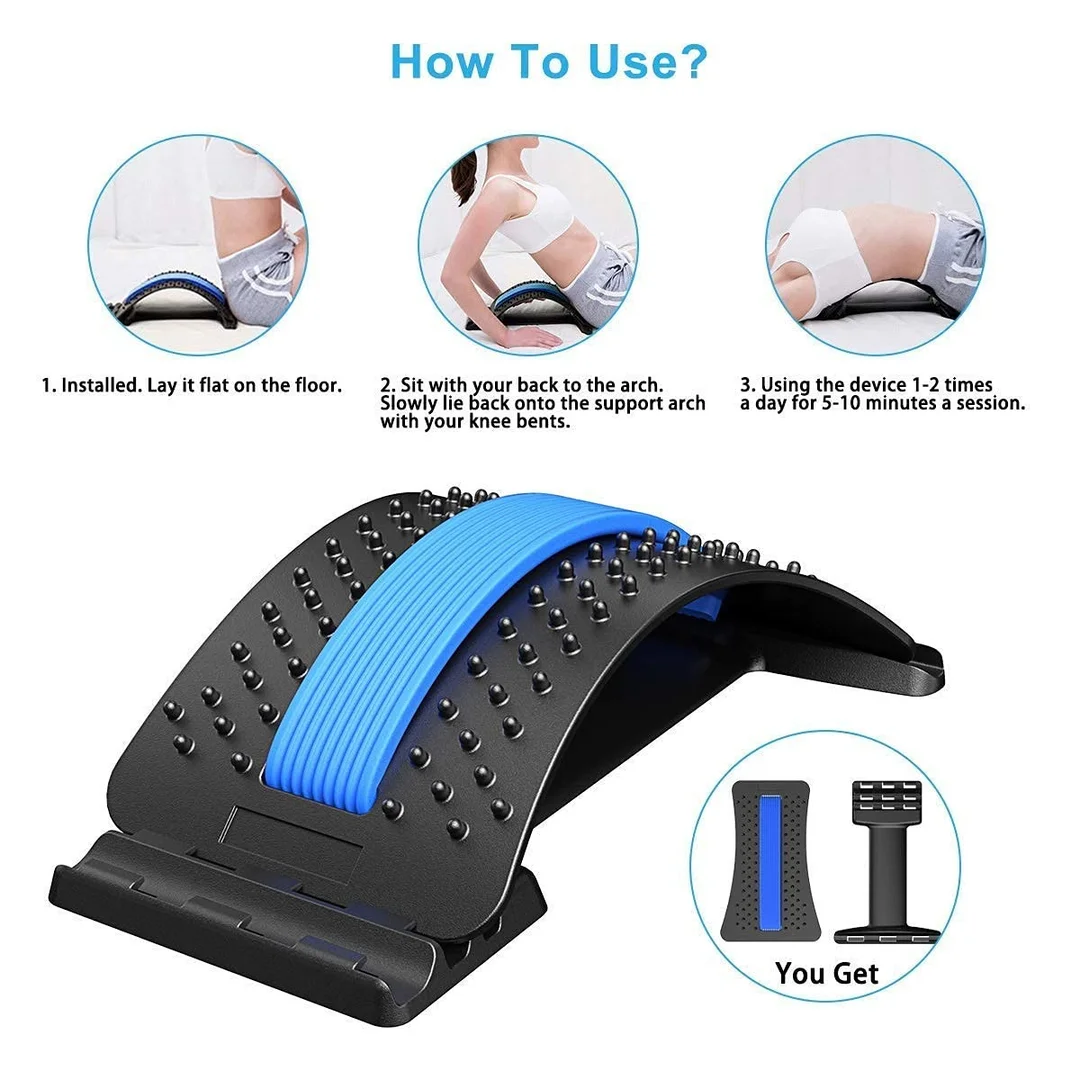 Vrutwa Plastic Magic Back Support | Adjustable Lumbar Stretcher & Massage Device | 3 Levels for Back Pain Relief | Office Chair Car Bed Use image 5