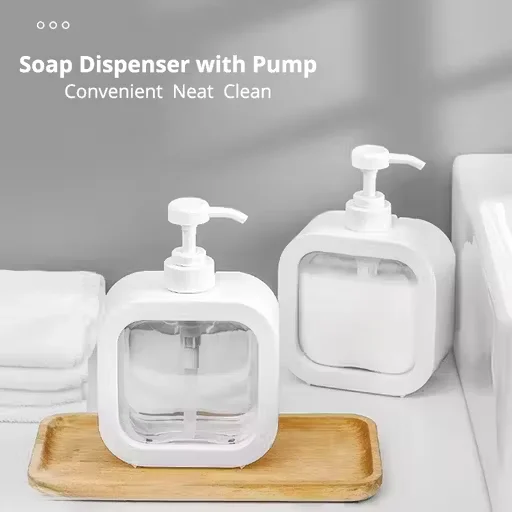 Bathroom & Kitchen Soap Dispenser Combo | Pack 2‑pc | 300 ml Press Pump White Plastic | Hand Soap & Dish Soap & Shampoo Lotion Use image 1