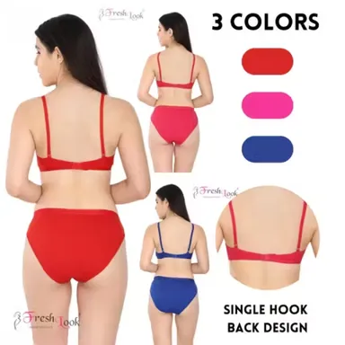  Bridal Lingerie Set | Lace & Hosiery 3-Pack |Non-Padded, Regular Women Bra Panty Set | Blue| Rani & Red thumbnail 1
