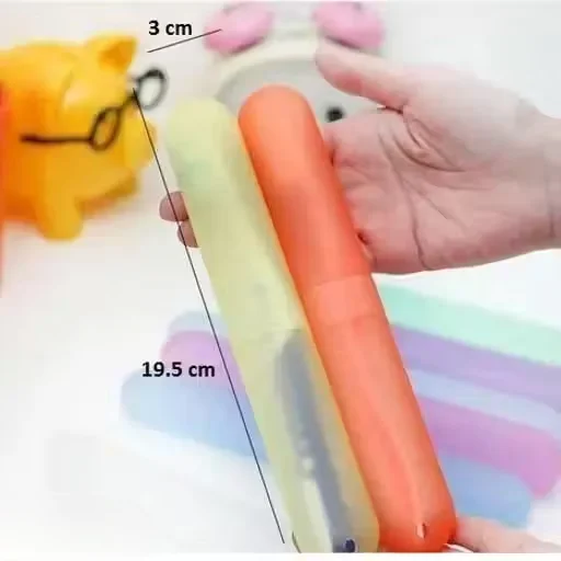FreshCare Oval Shape Toothbrush Cover | Antibacterial Travel Case | 10 Free Multi-Colored Covers image 2
