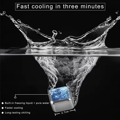 Vrutwa Whiskey Stones Set | 4 Pcs Stainless Steel Reusable Ice Cubes | Metal Chill Cubes with Tongs & Tray | Premium Bar Accessories for Whiskey, Vodka thumbnail 5